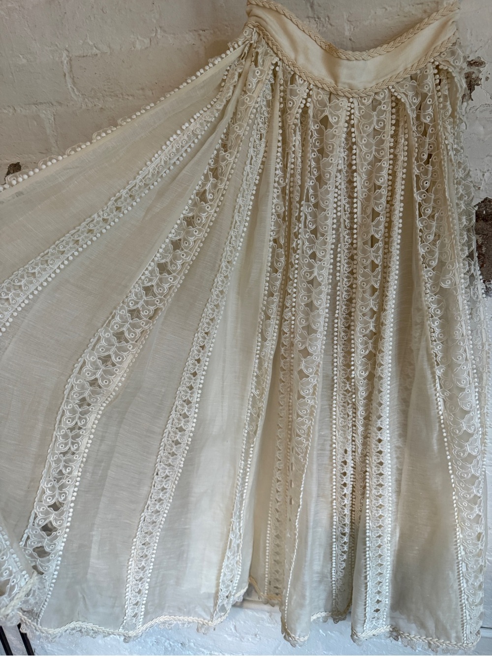 Zimmermann Super Eight Ivory Lace-Panel A-Line Midi Skirt - Picture 5 of 7